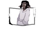  1girl :&lt; bankage breasts chiffon_(bankage) commentary dark-skinned_female dark_skin english_commentary frown greyscale hands_in_pockets hood hooded_sweater monochrome original pointy_ears small_breasts solo spot_color sweater upper_body very_dark_skin 