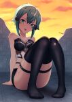  1girl absurdres ass breasts green_eyes green_hair highres legs leotard medium_breasts on_kazu sinon sword_art_online sword_art_online_alternative:_gun_gale_online thick_thighs thighs tongue 