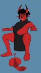  anthro anus asher_(jordo) balls big_anus big_balls big_butt big_penis butt canid canine canis cloak clothing demon domestic_dog genitals hi_res jordo_(artist) male mammal penis slightly_chubby solo tail tongue tongue_out 