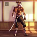  absurd_res anthro bandage bonelesswolf bovid bovine cattle hi_res huge_filesize inside katana male mammal melee_weapon miura_(bonelesswolf) muscular muscular_male scarf solo sword weapon 