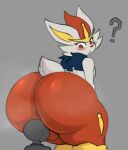  absurd_res ambiguous_gender anthro anus backsack balls big_butt blush butt cinderace duo generation_8_pokemon genitals grey_body hi_res huge_butt huge_thighs human hyper hyper_butt imminent_facesitting looking_back male mammal multicolored_body nintendo nude open_mouth pokemon pokemon_(species) question_mark red_eyes reddrago thick_thighs two_tone_body wide_hips 