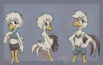  2023 anthro avian beak belly_tuft bird black_body black_clothing black_feathers black_tail_feathers bottomwear boxer_briefs boxers_(clothing) chest_binder chest_scar chest_tuft chicken clothing crop_top crossgender dated disney ducktales ducktales_(2017) eyewear feathers fluffy fluffy_hair fluffy_tail galliform gallus_(genus) glasses green_clothing grey_background grey_body grey_feathers grey_tail_feathers gyro_gearloose hair hands_on_hips head_tuft hip_tuft hormone_replacement_therapy male orange_beak orange_legs phasianid scar scruffy scuted_legs scutes sequence shellyochunks shirt shorts shoulder_tuft signature simple_background solo surgical_scar surgical_suture tail tan_body tan_feathers tan_tail_feathers topwear trans_(lore) trans_man_(lore) tuft underwear white_body white_feathers white_tail_feathers yellow_beak yellow_legs 