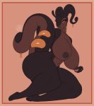  anthro big_breasts big_butt black_body border bracelet breasts brown_border brown_nipples butt female generation_6_pokemon goodra goodra_(neozoa) huge_breasts jewelry lips looking_at_viewer neozoa nintendo nipples pokemon pokemon_(species) shiny_goodra solo thick_lips thick_thighs 