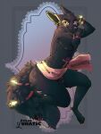  anubis black canid canine canis deity egyptian_mythology hi_res jackal mammal middle_eastern_mythology mythology nsfw pinup pose 