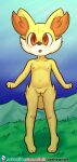  absurd_res anthro archxuna blush female fennekin flat_chested generation_6_pokemon genitals hi_res looking_at_viewer nintendo nipples nude open_mouth pokemon pokemon_(species) pokemorph pussy red_eyes solo yellow_body young 