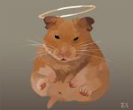  animal_focus commentary_request dated_commentary full_body gradient_background grey_background halo hamster looking_at_viewer no_humans open_mouth original signature whiskers x_anus zi_tsas 