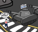  activision_blizzard bobby_kotick ground_vehicle highres mature_languages military military_vehicle motor_vehicle non-web_source parody people&#039;s_republic_of_china_flag tank tank_man 