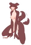  absurd_res anthro beastars blush bodily_fluids breasts breath brown_body brown_fur canid canine canis cheek_tuft dripping facial_tuft female foxypew fur genital_fluids genitals hi_res juno_(beastars) mammal nails nipples nude panting pussy pussy_juice pussy_juice_drip saliva simple_background small_breasts solo tail tail_motion tailwag tongue tongue_out tuft wolf 