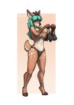  2022 anthro antlers areola biped bra breasts brown_body brown_fur clothed clothing cloven_hooves danae_(character) deer digital_media_(artwork) female foxovh fur green_eyes green_hair hair hi_res holding_bra holding_clothing holding_object holding_underwear hooves horn looking_at_viewer mammal multicolored_body multicolored_fur navel nipples panties pink_areola pink_nipples scut_tail short_tail simple_background solo tail topless two_tone_body two_tone_fur underwear unguligrade white_background white_body white_fur 