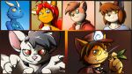  ambiguous_gender anthro blue_body blue_eyes canid canine clothing domestic_cat dragon felid feline felis fox group hair icon looking_at_viewer mammal mouse murid murine nat_(lnebrias) rai_kun rodent yellow_eyes 