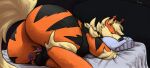  anthro arcanine balls bed bedroom_eyes belly big_belly big_butt blush breath butt canid duo feral fur furniture generation_1_pokemon genitals hi_res laying_on_balls looking_back looking_pleasured lying macro male mammal murid murine narrowed_eyes nintendo on_bed on_side orange_body orange_fur pokemon pokemon_(species) raised_tail raster_dreams rat rattata red_eyes rodent seductive signature size_difference smile tail under_butt 