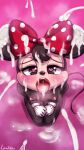  &lt;3 &lt;3_eyes 2023 ahegao anthro black_body black_hair blush bodily_fluids breasts clothing cum cum_in_hair cum_in_mouth cum_inside cum_on_face disney female genital_fluids gloves gloves_only hair handwear handwear_only hi_res kneeling looking_pleasured lumineko mammal minnie_mouse mostly_nude mouse murid murine nipples open_mouth rodent simple_background small_breasts solo tongue tongue_out 
