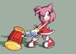  amy_rose angry anthro boots clothing eulipotyphlan female footwear gloves green_eyes handwear hedgehog mammal piko_piko_hammer rusheloc sega simple_background solo sonic_the_hedgehog_(series) 