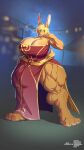  agonwolfe anthro big_breasts big_feet big_muscles blonde_hair breasts clothed clothing dress feet female green_eyes hair hi_res huge_legs huge_muscles huge_thighs humanoid hyper hyper_muscles lagomorph leporid long_ears mammal muscular plantigrade quadriceps rabbit solo thick_thighs 