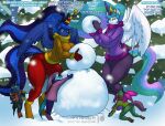  2022 anthro artist_name big_breasts blue_body blue_eyes blue_fur blue_hair blue_tail breasts child curvaceous curvy_figure detailed_background dialogue digital_drawing_(artwork) digital_media_(artwork) earth_pony english_text equid equine eyelashes female friendship_is_magic fur group hair hasbro hi_res horn horse hourglass_figure huge_breasts long_hair long_tail male mammal my_little_pony patreon patreon_logo pegasus pink_eyes pony princess_celestia_(mlp) princess_luna_(mlp) purple_body purple_fur purple_hair purple_tail scarf sibling sister sisters small_waist smile snow snowing snowman tail text thebigbadwolf01 thick_thighs unicorn voluptuous watermark white_body white_fur wide_hips winged_unicorn wings winter winter_coat young 