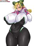  areola big_breasts black_clothing black_hair blonde_hair braided_hair breasts buns clothed clothing comic comic_book cosplay costume crossover crossover_cosplay eyelashes eyeliner female girlsay green_eyes gwen_stacy hair hi_res hoodie huge_breasts human jojo&#039;s_bizarre_adventure jolyne_cujoh lipstick looking_at_viewer makeup mammal manga marvel muscular muscular_female nipple_outline not_furry patreon patreon_logo pink_clothing ponytail simple_background skimpy solo spandex spider-gwen spider_web standing subscribestar_logo thick_thighs tight_clothing topwear white_background white_clothing 