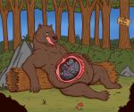  after_vore bear belly big_belly blue_body blue_fur brown_body brown_fur digital_media_(artwork) duo equid equine feral forest fur hand_on_stomach hi_res horse internal licking licking_lips looking_down_at_stomach male male_prey mammal organs plant pony sign size_difference stomach swift_sketch_(character) thatgryphonguy tongue tongue_out tree vore willing_prey 