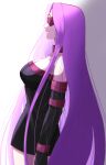  1girl absurdres blindfold facial_mark fate/stay_night fate_(series) forehead_mark highres illustration_07 long_hair medusa_(fate) medusa_(rider)_(fate) purple_hair simple_background solo very_long_hair 