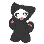  1:1 ambiguous_gender anthro black_body black_ears black_fur black_tuft blush blush_lines canid canine canis changed_(video_game) chano fur goo_creature head_tuft heart_in_mouth humanoid looking_at_viewer mammal mask pawpads paws puro_(changed) simple_background solo tuft wearing_mask white_background white_eyes wolf 