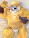  2022 3:4 anthro asian_clothing bulge captain_levanter clothing dragon_quest dragon_quest_treasures east_asian_clothing fundoshi hi_res humanoid_hands japanese_clothing kemono lying male mammal musclegut navel nipples orc_(dragon_quest) salz_sop slightly_chubby solo square_enix suid suina sus_(pig) underwear white_clothing white_fundoshi white_underwear wild_boar yellow_body 