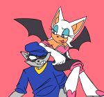  2022 anthro armwear bat breasts cleavage clothed clothing crossover duo elbow_gloves eyeshadow female footwear gloves handwear hi_res indi_lena makeup male mammal narrowed_eyes procyonid raccoon rouge_the_bat sega simple_background sly_cooper sly_cooper_(series) sonic_the_hedgehog_(series) sony_corporation sony_interactive_entertainment sucker_punch_productions wings 
