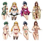  bare_shoulders black_hair blonde_hair blush bra breasts brown_eyes brown_hair china_dress chinese_clothes cleavage covered_nipples dress egyptian flower green_eyes green_hair hair_ornament heart highres japanese_clothes jewelry kimono large_breasts lingerie long_hair maid multiple_girls no_bra no_panties original panties pantyshot q_azieru red_eyes ribbon shiny shiny_clothes shiny_skin short_hair skirt thighhighs twintails underboob underwear underwear_only 