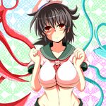  breasts bursting_breasts cosplay houjuu_nue large_breasts murasa_minamitsu murasa_minamitsu_(cosplay) parody rindou_(p41neko) solo style_parody touhou wavy_mouth 