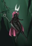  anthro arthropod blush bound breasts clothing detailed_background digital_media_(artwork) female hi_res hollow_knight hornet_(hollow_knight) insect nail_(weapon) nipples nude poncho shiny solo string suspended_in_midair za-owl 