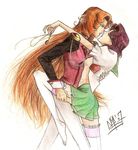  arisugawa_juri colored_pencil kiss locket long_hair revolutionary_girl_utena school_uniform shoujo_kakumei_utena skirt stockings takatsuki_shiori very_long_hair watermark yuri 