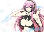  aqua_eyes breasts cleavage large_breasts long_hair megurine_luka pink_hair ribbon solo vocaloid wakame 