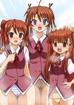  3girls anya_cocolova blush druged drugged kagurazaka_asuna mahou_sensei_negima mahou_sensei_negima! multiple_girls panties sakura_mei smile underwear 