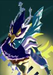  anthro avian beak blue_body blue_feathers braided_hair braided_ponytail breath_of_the_wild chikichikitaron eyebrows feathers hair hi_res male nintendo ponytail revali rito scarf solo the_legend_of_zelda thick_eyebrows wings 