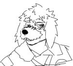  2023 anthro arte_fact black_nose canid canine canis digital_media_(artwork) domestic_dog floppy_ears half-closed_eyes male mammal narrowed_eyes open_mouth pooltoyz_(artist) simple_background sketch solo webkinz white_background 