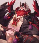  2023 absurd_res another_eidos_of_dragon_vein_r anthro avian belly big_belly black_body bodily_fluids bulge clothing cum duo ejaculation genital_fluids genitals hi_res kancrow kemono male male/male moobs nipples overweight overweight_male penis silentyed solo_focus underwear 