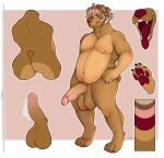  anthro balls bear big_balls big_penis brown_bear brown_body brown_fur brown_hair chubby_male claws color_swatch fangs foreskin fur genitals hair hand_on_hip looking_at_viewer male mammal measurements miphassl model_sheet multicolored_body multicolored_fur multicolored_hair pawpads penis red_nose red_pawpads red_tongue simple_background sleepy_cinnamon_roll small_tail smile solo standing tail teeth tongue tongue_out two_tone_body two_tone_fur two_tone_hair ursine 