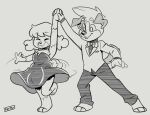  anthro barefoot black_tie_(suit) bow_tie canid canine canis clothing dancing domestic_dog dress duo eyes_closed feet female fenn_(ziggy_fox) hand_holding male mammal motion_lines open_mouth rosie_(ziggy_fox) smile suit tongue_showing ziggy_fox 