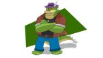  2022 alligator alligatorid anthro bottomwear brok_(character) brok_the_investigator clothed clothing crocodile crocodilian crocodylid digital_media_(artwork) dragon green_body hat headgear headwear horn hybrid looking_at_viewer male pants reptile scalie simple_background smile solo teeth topwear unknown_artist 