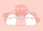  animal_ears fujimoto_megumi hat highres no_humans original pig pink_background rabbit rabbit_ears 