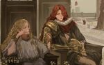  artist_name blonde_hair bug butterfly chair elden_ring gold_armor gravitydusty helmet jewelry long_hair malenia_blade_of_miquella miquella_(elden_ring) out_of_frame sitting 