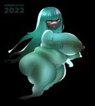  absurd_res areola big_breasts big_butt black_background black_body blush blush_lines breasts butt dora_(hades) female genitals ghost ghost_tail gobbocks green_body green_eyes green_hair hades_(game) hair hi_res huge_breasts huge_butt humanoid long_hair looking_at_viewer nipples nude overweight overweight_female pussy short_stack side_butt simple_background smile solo spirit thick_thighs undead wide_hips yellow_sclera 