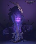  anthro bone breasts crouching digitigrade female ghost glowing_chest hi_res horn mammal mask nude pupils purple_body purple_sclera saintmonstre skeleton skull_mask slit_pupils solo spirit translucent translucent_body unknown_species 