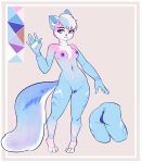  anthro anus areola big_tail blue_anus blue_areola blue_body blue_fur blue_hair blue_nipples blue_pussy breasts butt canid canine color_swatch diana_(mavis_delcat) evlass female fox fur genitals gesture hair hi_res inner_ear_fluff mammal markings model_sheet multicolored_body multicolored_fur navel nipples pink_body pink_eyes pink_fur pink_hair pussy short_hair small_breasts smile solo striped_markings stripes tail tuft waving white_body white_fur white_hair 