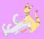  ampharos anal anal_penetration bodily_fluids curled_tail dragon duo erection fan_character feral generation_2_pokemon generation_6_pokemon genital_fluids genitals goodra kotraught male male/male markings nintendo penetration penis pokemon pokemon_(species) purple_body purple_skin sex simple_background slit snout tail tail_markings wings 