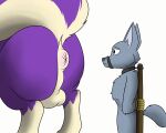  animated anthro anus bound butt canid canine canis duo fart feral fur generation_4_pokemon grey_body grey_fur male mammal mephitid nintendo pink_anus pokemon pokemon_(species) purple_body purple_fur skunk skuntank stinkup wolf 