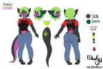  absurd_res anthro big_butt big_tail black_and_red_shirt black_body black_scales black_sclera bottomwear breasts butt character_name clothed clothing color_swatch curled_horn denim denim_clothing dragon elawaxd fangs female gem green_eyes green_hair green_tongue hair hi_res horn jeans mahlci_gemhorn malachite_(mineral) medium_breasts navel pants purple_body purple_scales scales scalie shirt solo spikes spikes_(anatomy) tail teeth tongue topwear underbelly wingless_dragon 