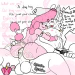  big_pecs bodily_fluids canid canine canis cum cum_in_ass cum_inside cum_splatter domestic_dog drooling duo fur genital_fluids hi_res hypnosis kiss_mark lagomorph leporid male male/male mammal mind_control muscular nanozapz pecs pheromones pink_body pink_fur pompadour poodle rabbit saliva skinny 