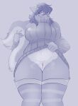  absurd_res anthro ardail bashful big_breasts blush bodily_fluids bottomless breasts clothed clothing eyewear female flashing flashing_pussy fluffy fluffy_tail genital_fluids genitals glasses hi_res legwear looking_aside mammal mephitid monochrome nerd partially_clothed pussy pussy_juice shy sketch skunk smile solo stockings sweater sweater_lift tail thigh_highs topwear turtleneck 