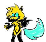  ambiguous_gender anthro clothed clothing costume detachable_tail fake_wings felid feline green_tail mammal pieceofthatyellow skimpy solo tail yellow_body 