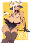  absurd_res anthro areola areola_slip bell bell_collar big_breasts blonde_hair bovid bovine breasts cattle clothed clothing collar female fur hair hi_res horn huge_breasts legwear leotard long_hair looking_at_viewer mammal moiyablochki_(artist) partially_clothed pink_nose solo stockings tail tail_tuft tan_body tan_fur thigh_highs tight_clothing tuft 