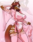  absurd_res anthro bra brown_body brown_fur brown_hair clothed clothing equid equine eyewear female fur garter_belt garter_straps glasses hair hi_res horse legwear lingerie looking_at_viewer mammal moiyablochki_(artist) panties partially_clothed pink_clothed solo stockings translucent translucent_clothing underwear 